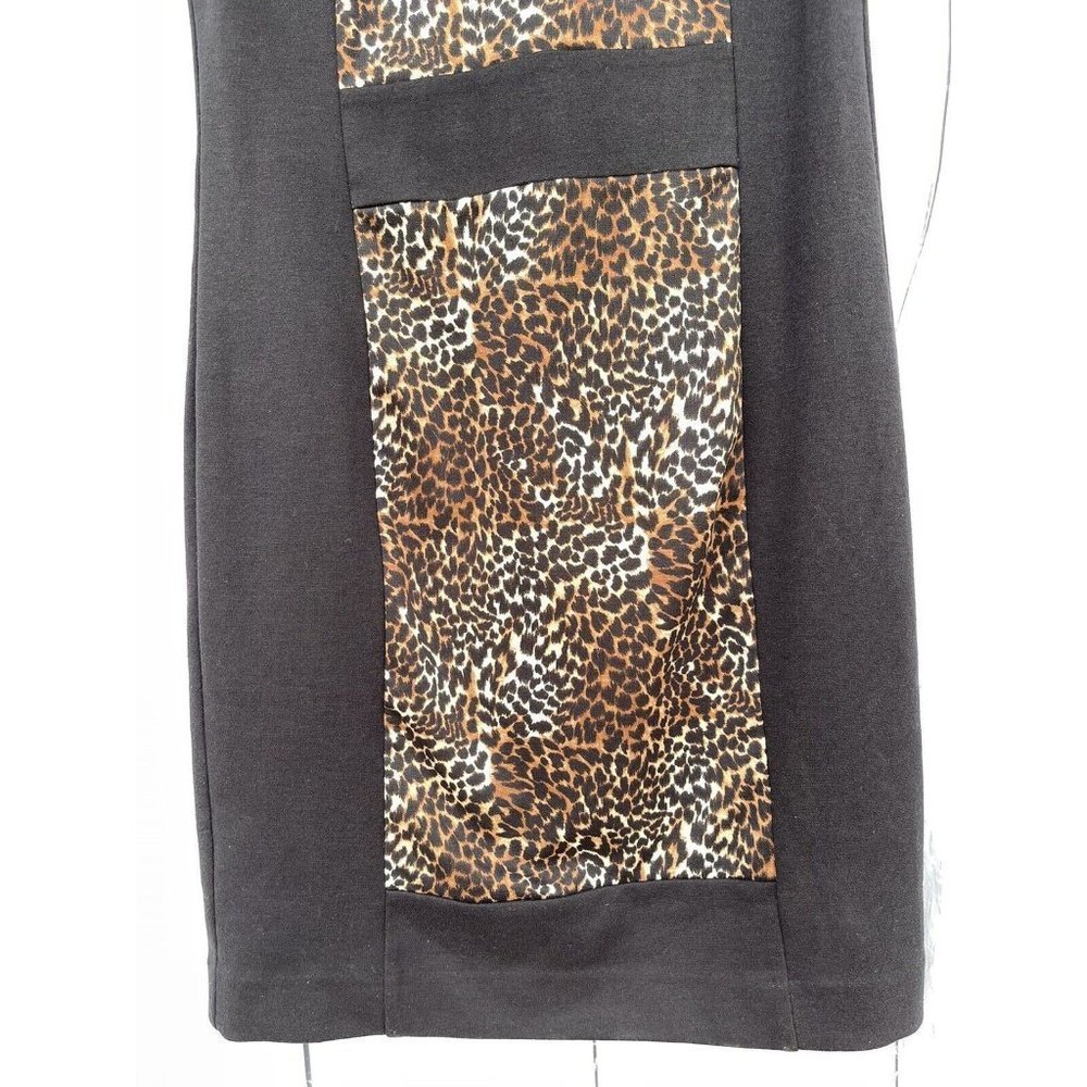 Michael Kors Womens Size 2 Gold Zip Back Sleeveless Cheetah & Black Sheath Dress - Picture 5 of 12
